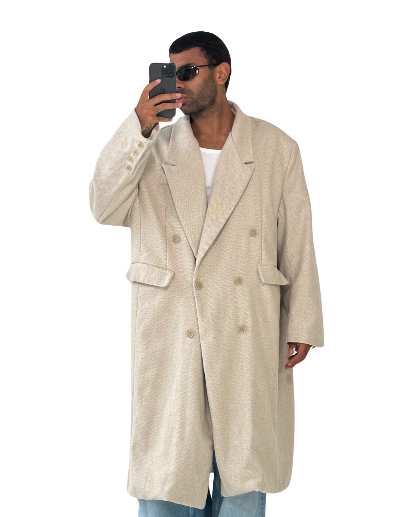 HERRINGBONE DOUBLE BREASTED COAT