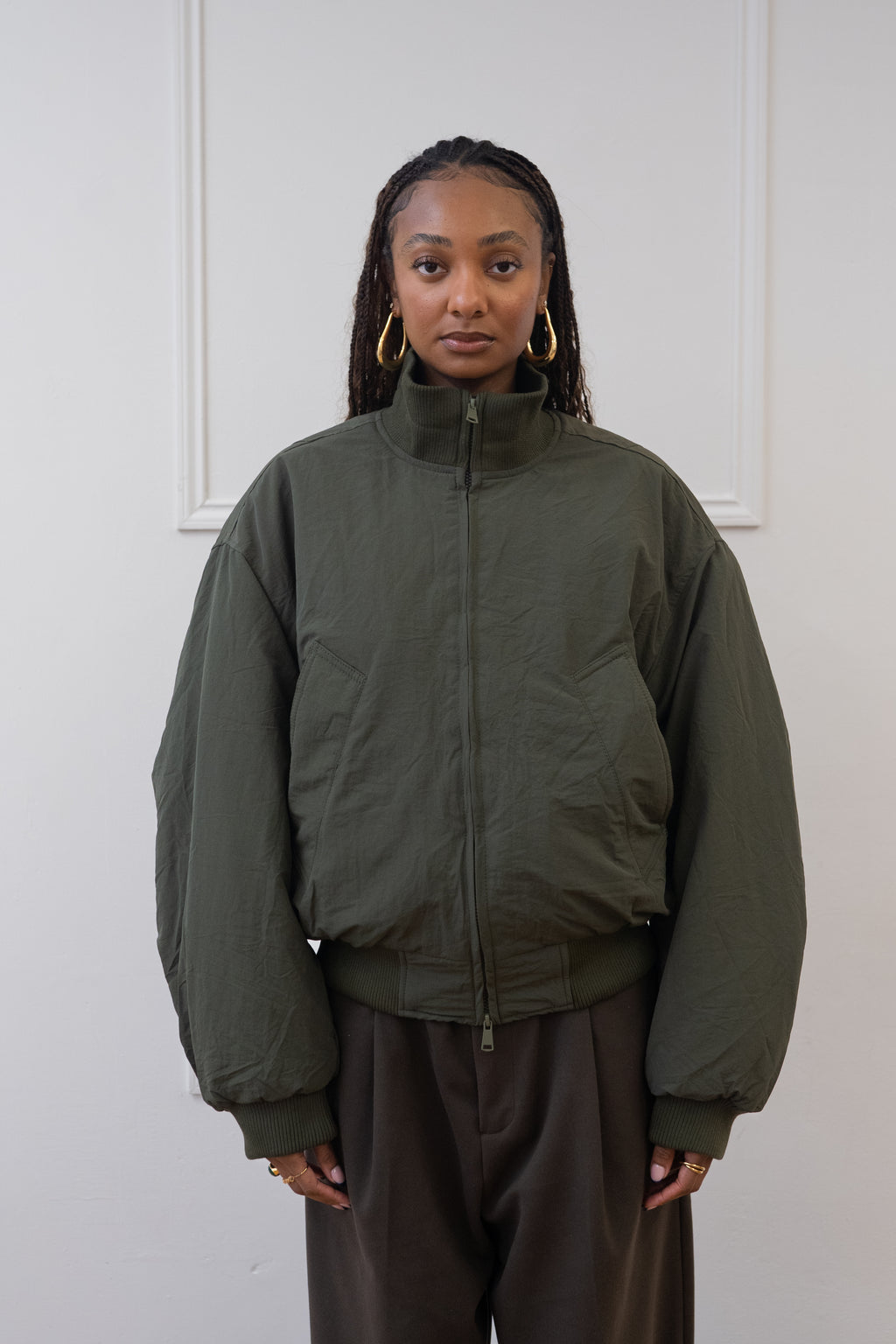 PUFFY BOMBER JACKET, SAGE