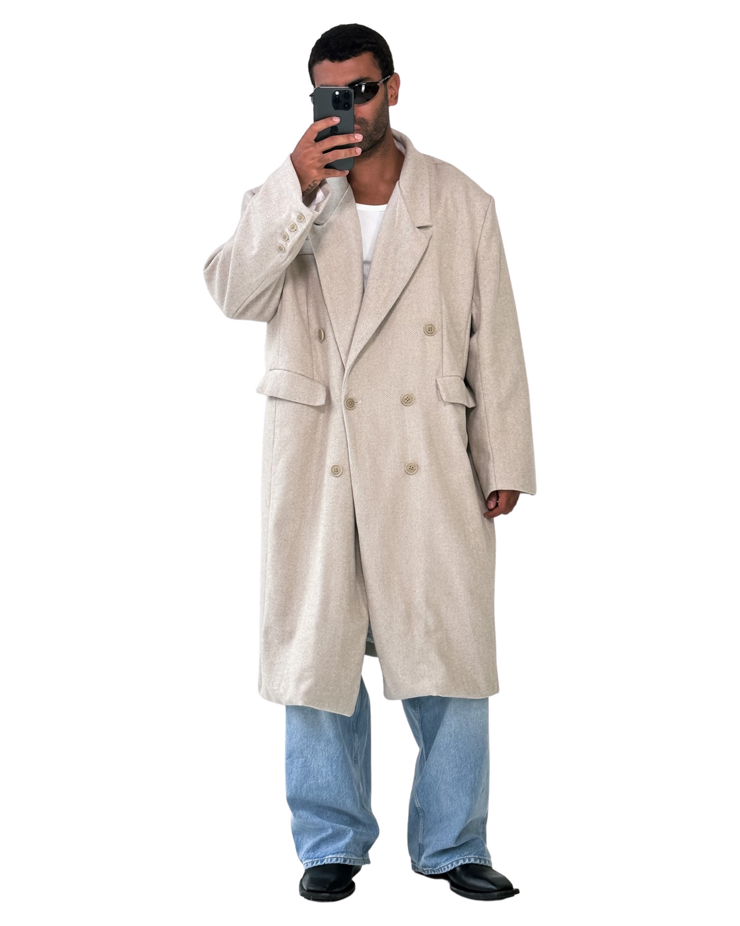 HERRINGBONE DOUBLE BREASTED COAT