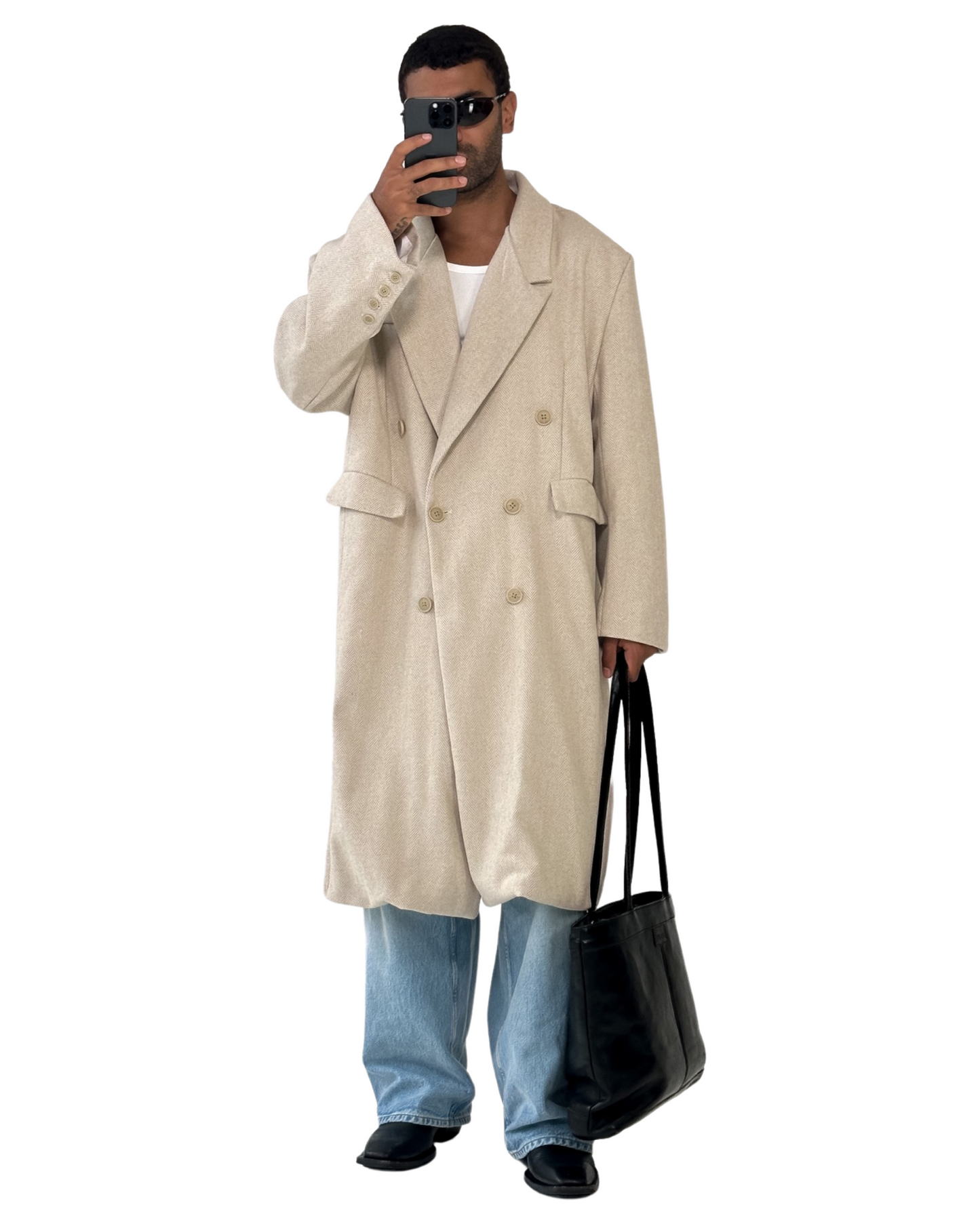 HERRINGBONE DOUBLE BREASTED COAT
