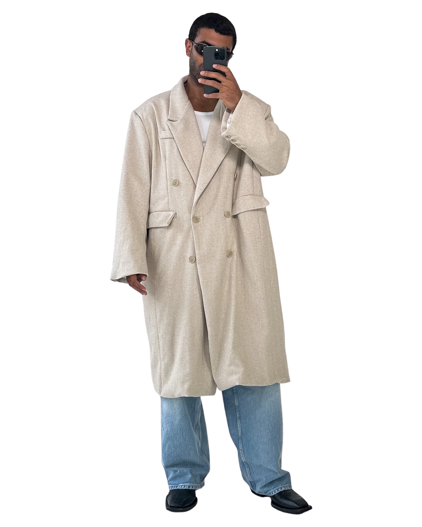 HERRINGBONE DOUBLE BREASTED COAT