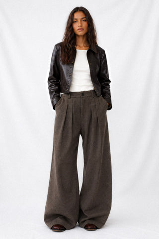 ASHFORD PLAID WIDE-LEG TROUSER