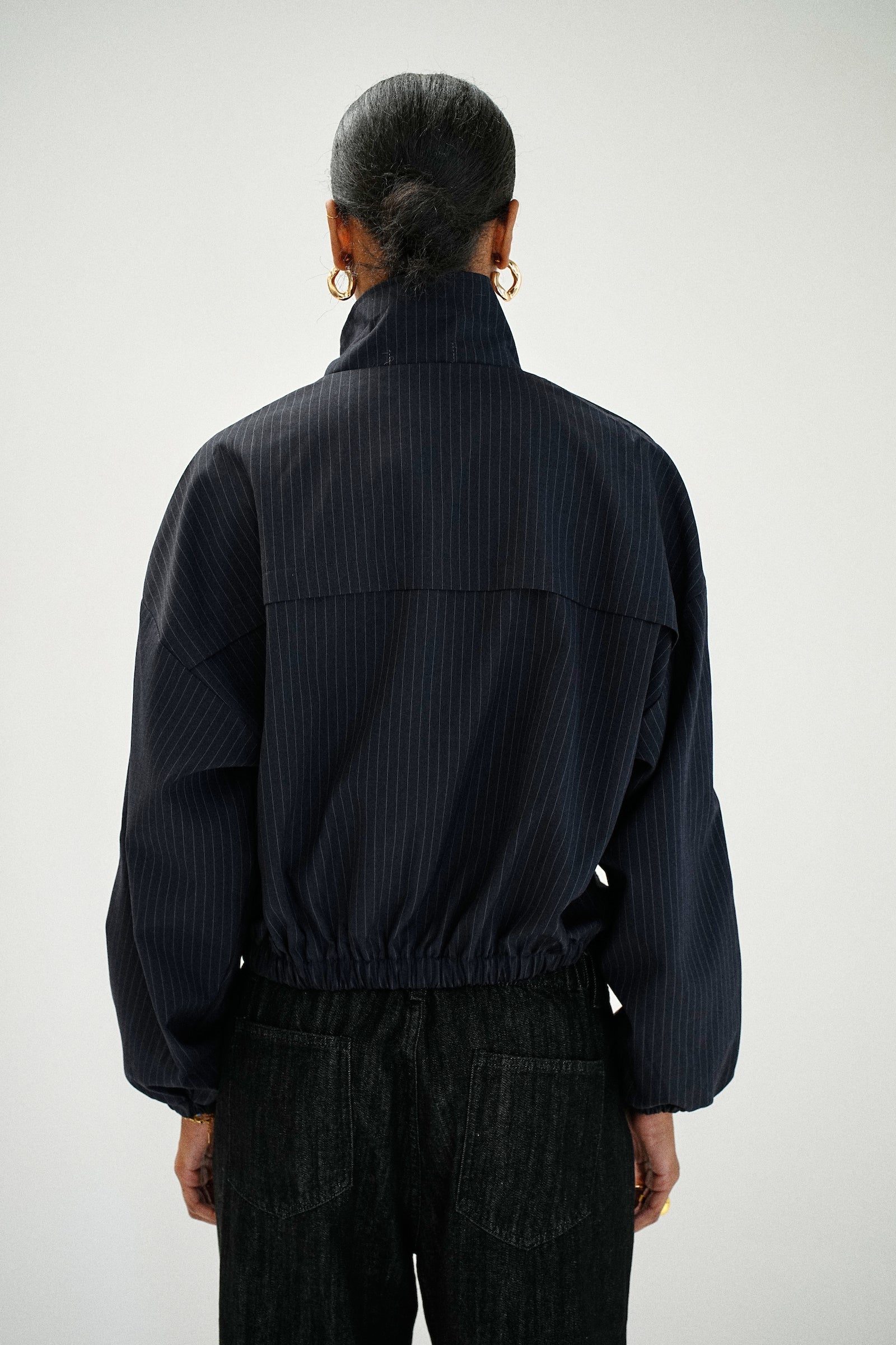 PINSTRIPE HARRINGTON JACKET