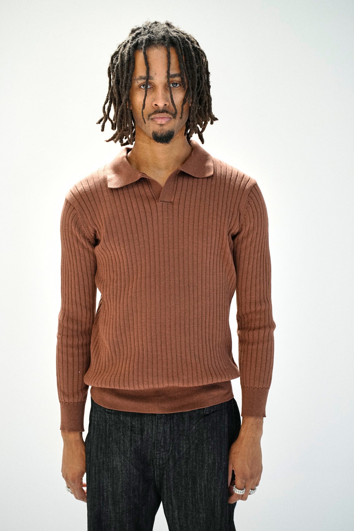 MANHATTAN RIBBED POLO, BROWN