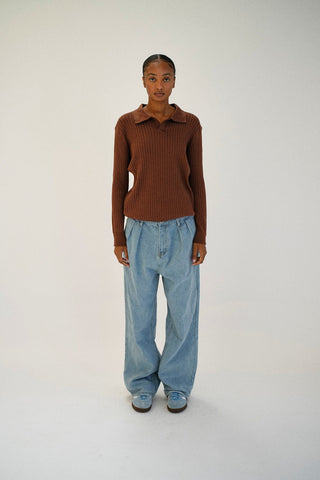 MANHATTAN RIBBED POLO, BROWN