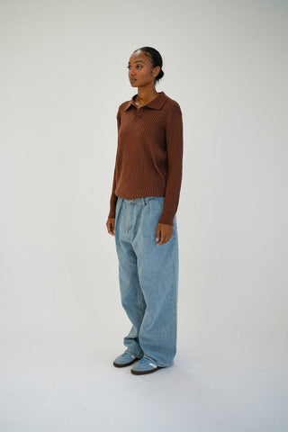 MANHATTAN RIBBED POLO, BROWN