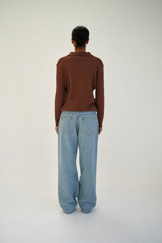 MANHATTAN RIBBED POLO, BROWN