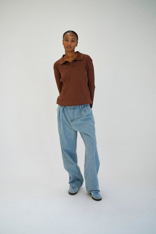 MANHATTAN RIBBED POLO, BROWN