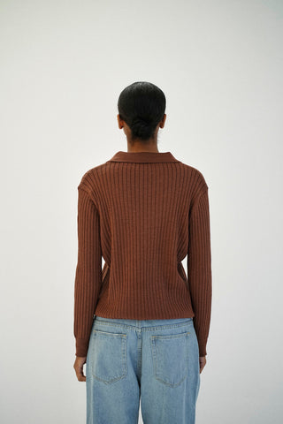 MANHATTAN RIBBED POLO, BROWN