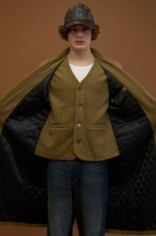 TEXTURED DOUBLE LAYER HERRINGBONE COAT