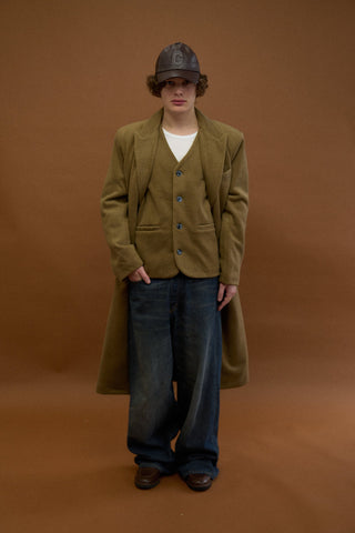 TEXTURED DOUBLE LAYER HERRINGBONE COAT