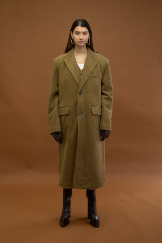 TEXTURED DOUBLE LAYER HERRINGBONE COAT