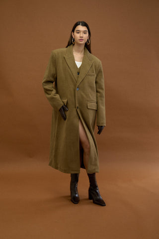 TEXTURED DOUBLE LAYER HERRINGBONE COAT