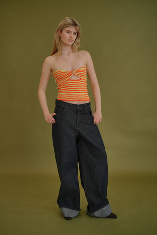 TWISTED KNIT TUBE TOP