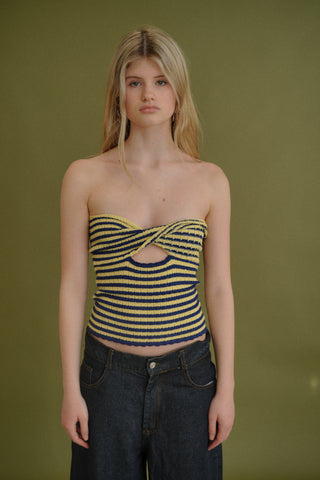 TWISTED KNIT TUBE TOP