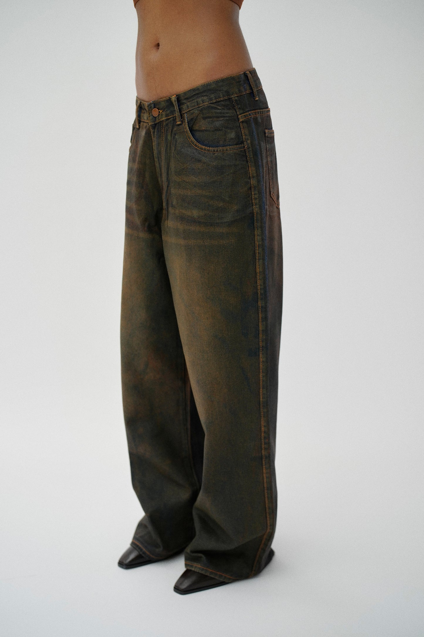 WAXED BAGGY JEANS