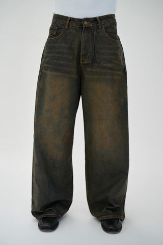 WAXED BAGGY JEANS
