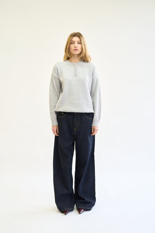 HENLEY KNIT SWEATER