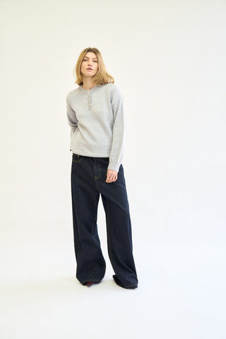 HENLEY KNIT SWEATER