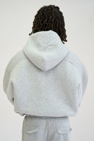 STRUCTURED ZIP HOODIE, MARL GREY