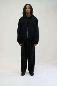 STRUCTURED ZIP HOODIE, BLACK