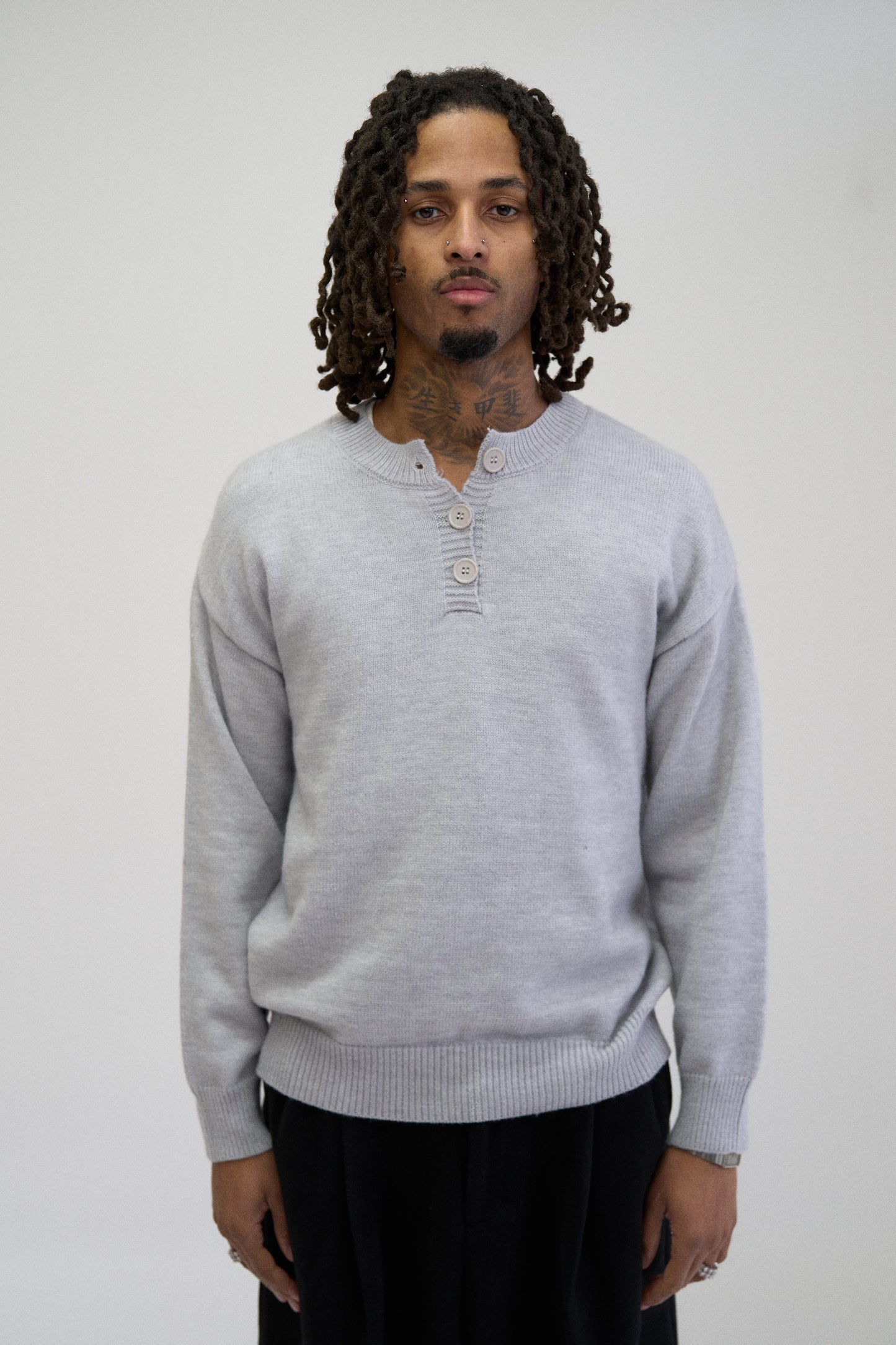 HENLEY KNIT SWEATER