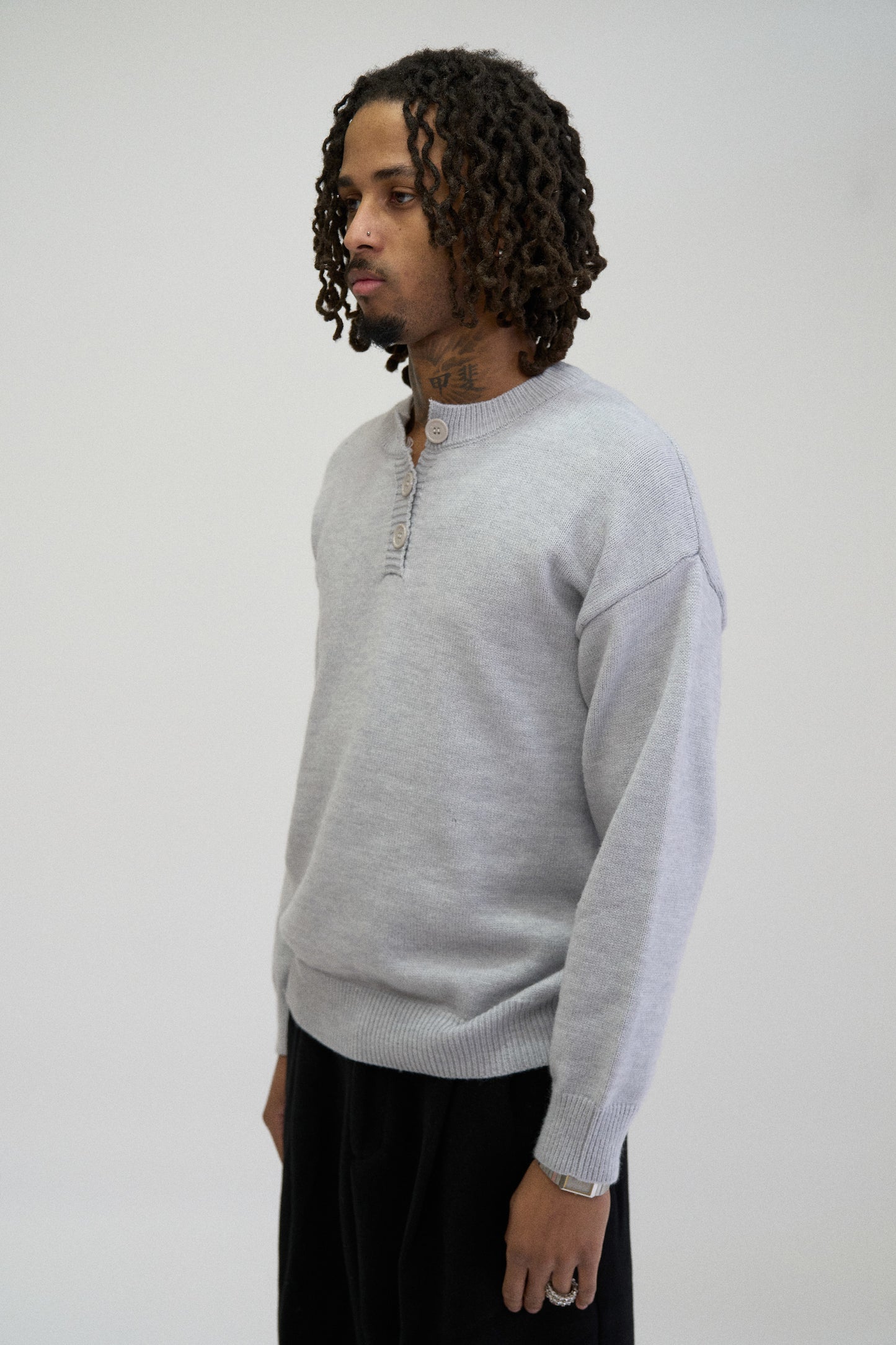 HENLEY KNIT SWEATER