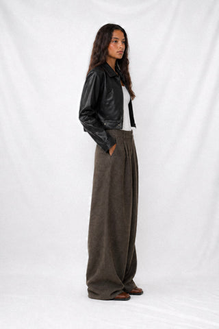 ASHFORD PLAID WIDE-LEG TROUSER
