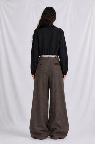 ASHFORD PLAID WIDE-LEG TROUSER