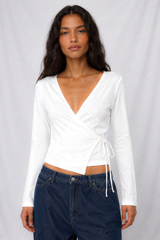 ELARA LONG SLEEVE WRAP TOP