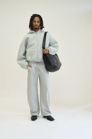 STRUCTURED ZIP HOODIE, MARL GREY
