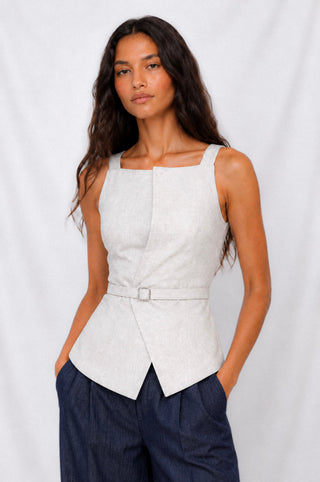 ZENDA BELTED WRAP TOP