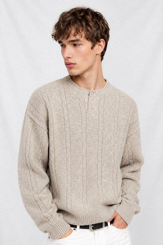 ALDEN CABLE HENLEY KNIT