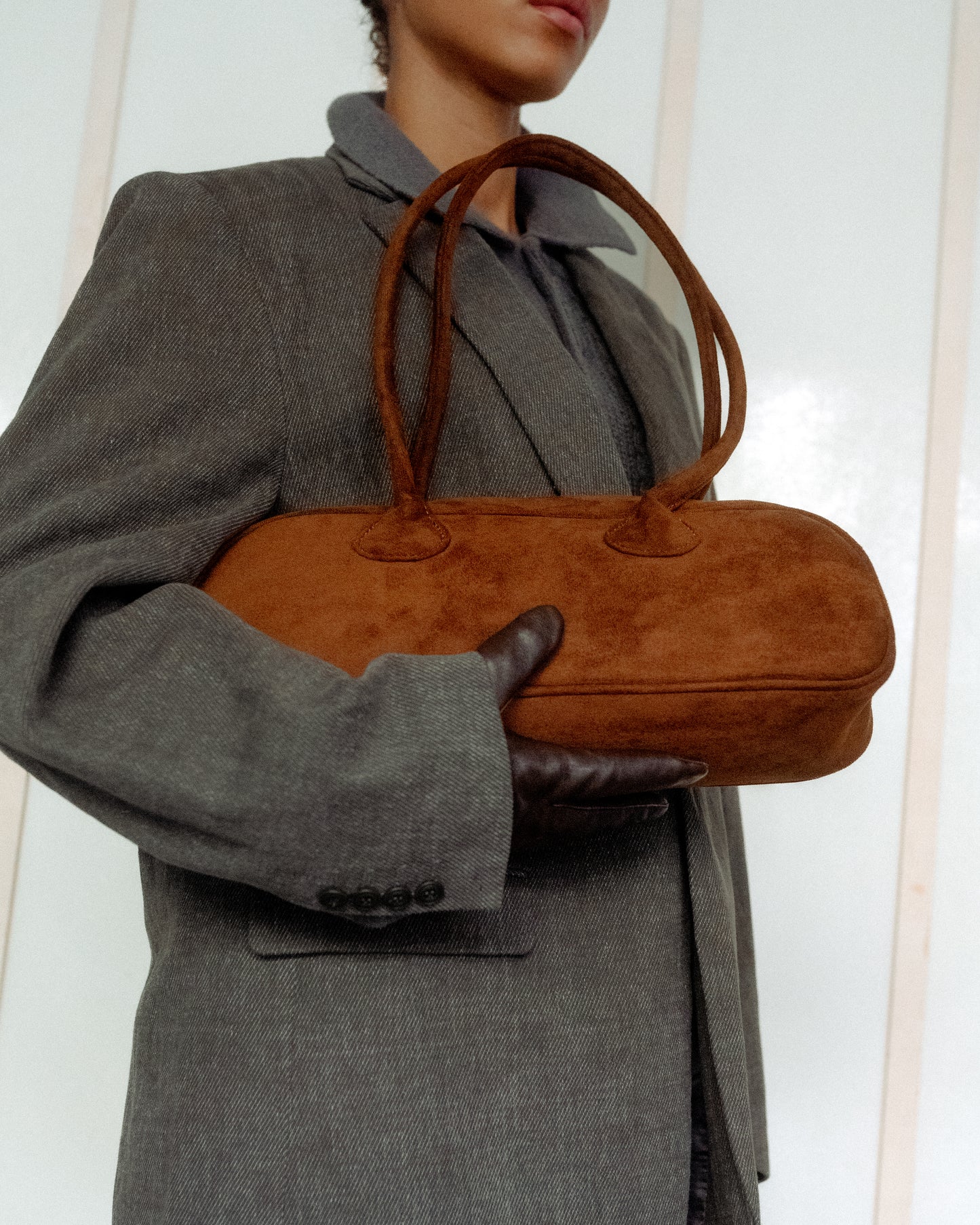 BAGUETTE FAUX SUEDE BAG