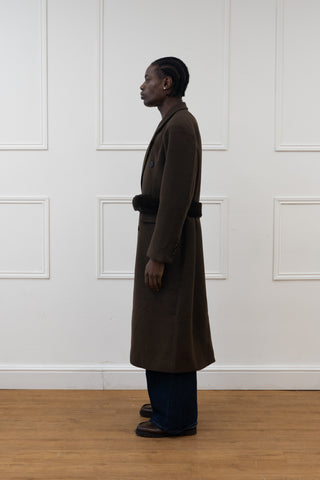 FAUX FUR BELT DOUBLE BREASTED COAT