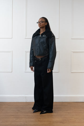 FINAL SALE | CROPPED FLIGHT JACKET, FAUX LEATHER