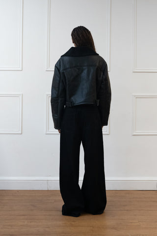 FINAL SALE | CROPPED FLIGHT JACKET, FAUX LEATHER