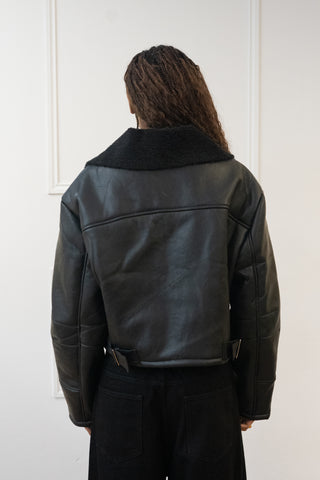 FINAL SALE | CROPPED FLIGHT JACKET, FAUX LEATHER