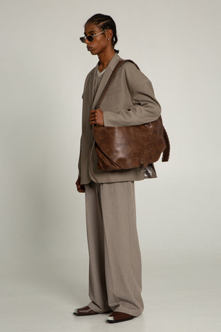 CHEVRON CROSSBODY SADDLE BAG