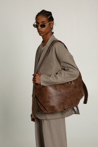 CHEVRON CROSSBODY SADDLE BAG