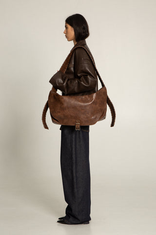 CHEVRON CROSSBODY SADDLE BAG