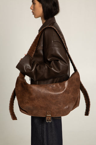 CHEVRON CROSSBODY SADDLE BAG