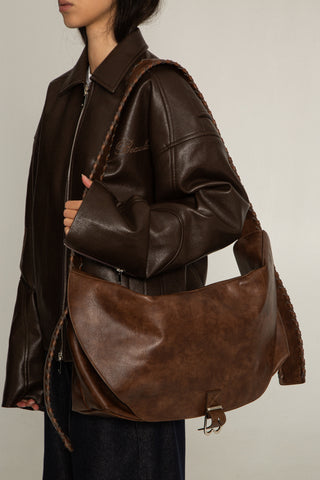 CHEVRON CROSSBODY SADDLE BAG