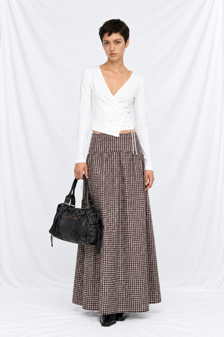 COCOA GINGHAM MAXI SKIRT