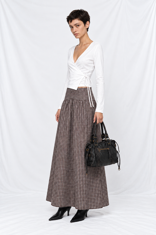 COCOA GINGHAM MAXI SKIRT