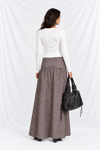 COCOA GINGHAM MAXI SKIRT
