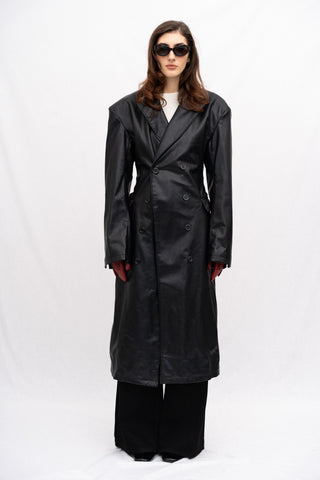 STRETTA FAUX LEATHER TRENCH COAT