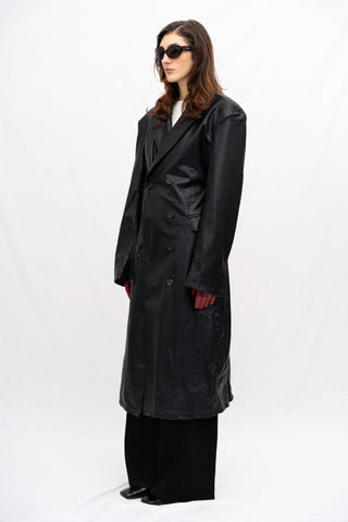 STRETTA FAUX LEATHER TRENCH COAT