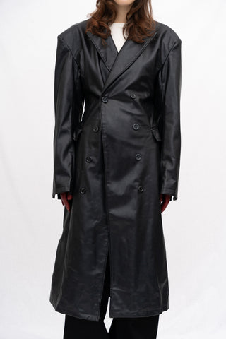 STRETTA FAUX LEATHER TRENCH COAT