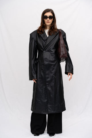 STRETTA FAUX LEATHER TRENCH COAT